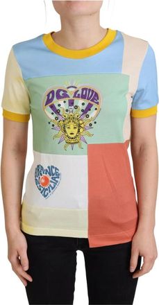 Dolce & Gabbana Multicolor Katoenen DG Love Patchwork - Dames - T-shirts - Veelkleurig - 2XS - Katoen - Tops