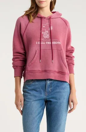 Re/Done Classic Peanuts Snoopy Thermal Lined Hoodie in Faded Beet at Nordstrom, Size Xx-Large