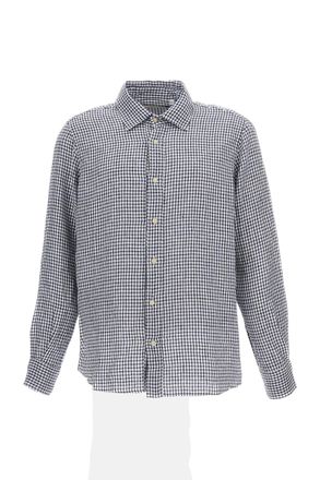 Original Vintage Checkered Linen Shirt with Classic Collar