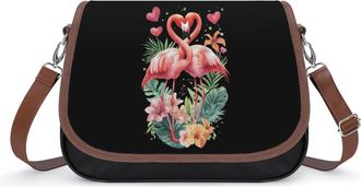 Generic Hawaiian Flamingos Lover Small Womens Crossbody Bags Shoulder Handbag with Adjustable Strap for Travel
