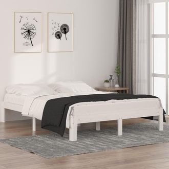 Berkfield Home Bed Frame White Solid Wood Pine 140x190 cm