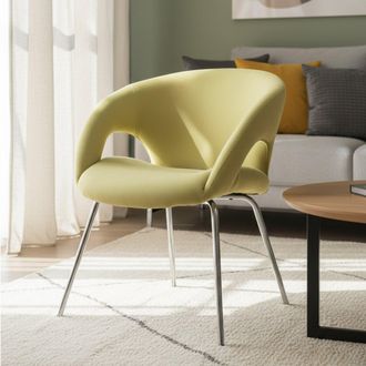 Dmora Silla De Oficina Dagudel, Silla De Espera Con Reposabrazos Para Oficina, Silla De Espera Ergon&oacute;mica, 58x59h72 Cm, Amarillo - Dmora