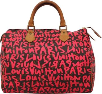Louis Vuitton Speedy Handbag Limited Edition Monogram Graffiti Pink Canvas Handbag (Pre-Owned)
