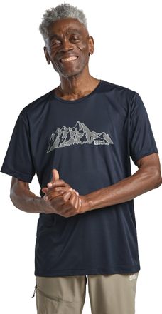 Jack Wolfskin T-Shirt JACK WOLFSKIN PEAK GRAPHIC T M, Herren, Gr. S (48), blau (mtn, midnightsky), Obermaterial: 100% POLYESTER, Shirts T-Shirt