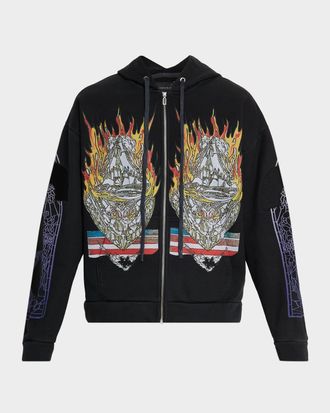 Who Decides War by Ev Bravado Mens Engulfed Memories Cotton Full-Zip Hoodie