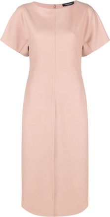 Fabiana Filippi round-neck short-sleeve dress - women - Polyester/Spandex/Elastane/Viscose/Polyester/Virgin Wool - 48 - Neutrals