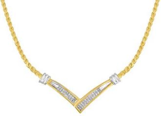 House of Brilliance 10K Yellow and White Gold 1/2 Cttw Diamond V Shape 18 Franco Chain Necklace at Nordstrom