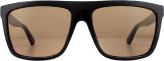 Gucci Square Mens Black Brown Sunglasses - One Size