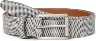 Johnston & Murphy Brushed Micro Check Mens Belts White : 34, Leather