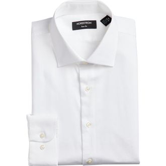 Nordstrom Trim Fit Solid Dress Shirt in White at Nordstrom, Size 16.5 - 34