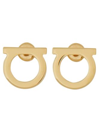 Ferragamo Golden Gancini Logo Stud Earrings