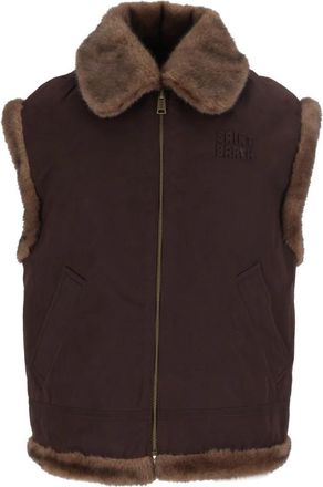 MC2 Saint Barth Gilet van imitatiebont met comfortabele kraag - Heren - Bodywarmers - Bruin - S - Jassen