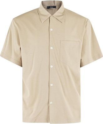 Herno Short-Sleeved Jersey Shirt With Classic Collar