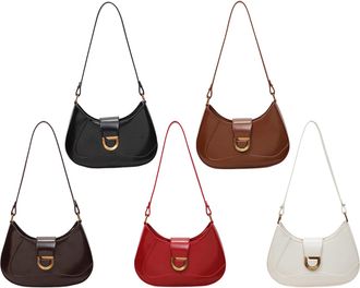 Generic Cymwer Women PU Leather Crescent Crossbody Bags with Zipper for Work Travel (Black)