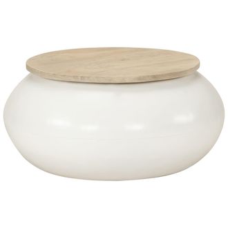 Berkfield Home Coffee Table White 51x51x27 cm Solid Wood Mango | Size: 51 x 51 x 27 cm