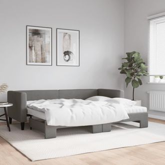 vidaXL Vidaxl - Sof&aacute; Cama Nido Con Colch&oacute;n Tela Gris Oscuro 80x200 Cm