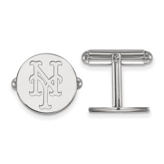 Diamond2Deal Sterling Silver Rhodium Plated Major League Baseball New York Mets N-Y Cuff Links