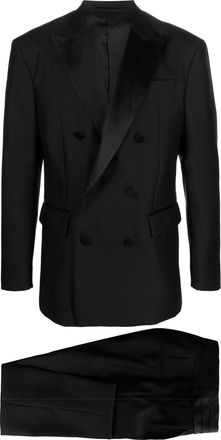 Dsquared2 double-breasted peak-lapel suit - men - Silk/Cotton/Polyester/Virgin Wool - 54 - Black