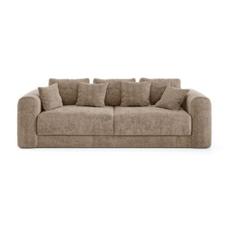 Sia Home Sof&aacute; cama con ba&uacute;l de nogal 4 plazas tejido de trama topo