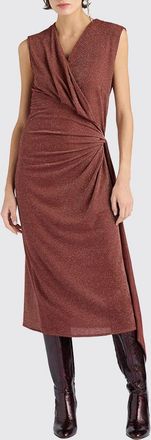 Momoni Roca V-Neck Sleeveless Midi Wrap Dress in Lurex Jersey