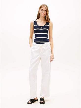 Tommy Hilfiger Womens Lightweight Wide Leg Pull-On Jean - Blue - XXL