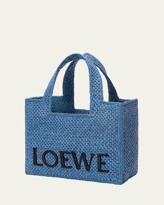 Loewe x Paulas Ibiza Font Logo Small Tote Bag in Raffia