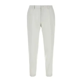 Dolce & Gabbana Slim-fit Trousers, male, White, Size: XL Wool Poplin Trousers
