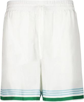 Casablanca Zijden Tennisicoon Shorts - Heren - Korte Broeken - Wit - S - Korte Broeken