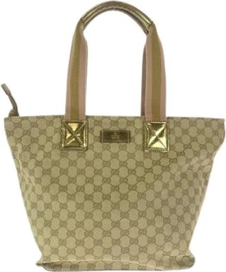 Gucci Pre-owned Tote Bags, female, Beige, Size: ONE SIZE Pre-owned GG Canvas Tote Bag