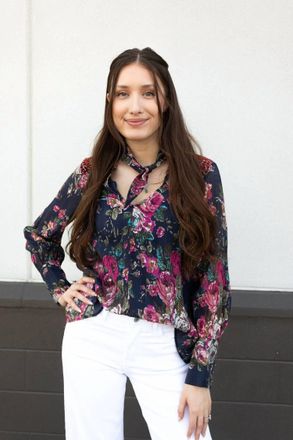 Aratta Diana Long Sleeve Blouse In Night Blue