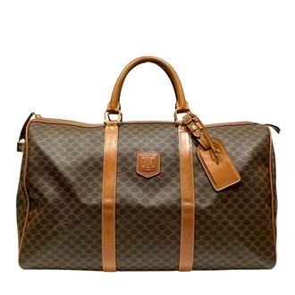 Celine Macadam Brown Leather Boston Bag (Pre-Owned)