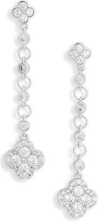 Nordstrom Rack Cubic Zirconia Clover Linear Drop Earrings in Clear- Silver at Nordstrom Rack