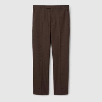 Gucci GG Houndstooth Wool Jacquard Pant, Size 44, Brown, Ready-to-wear