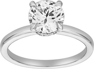 LuvMyJewelry Lila 14K Gold Round Lab Grown Diamond Hidden Halo Ring - 1.5 Ct