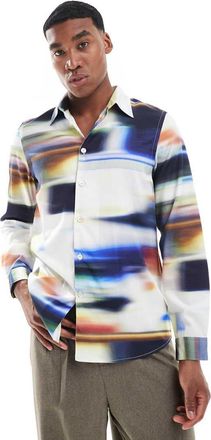 Paul Smith Camicia a maniche lunghe con stampa sfumata-Rosso