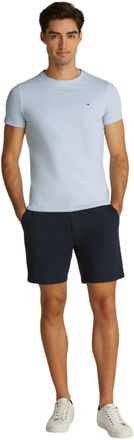 Tommy Hilfiger Mens Short Sleeve Round Neck Slim Fit Stretch T-Shirt, Blue (Breezy Blue), XS