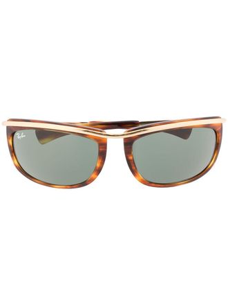 Ray-Ban Olympian oval frame sunglasses - unisex - Metal/Acetate - 62 - Brown