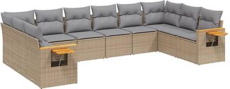 vidaXL Juego De Sof&aacute;s Jard&iacute;n Con Cojines Beige 10 Pzas Rat&aacute;n Sint&eacute;tico Vidaxl