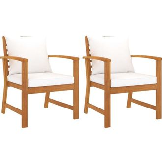 vidaXL Vidaxl - Sedie da Giardino e Cuscini Crema 2 pz Legno Massello dAcacia
