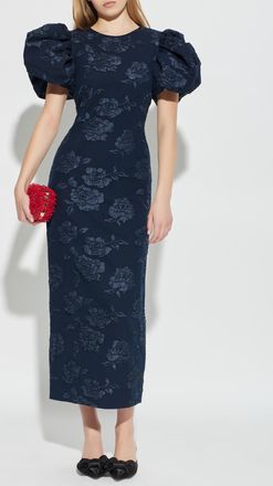 Rotate Dress With Puff Sleeves, Womens, Navy Blue