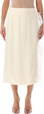 Alberta Ferretti Fringe-Detail High-Waist Midi Skirt