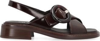 Prada Leren Gesp Sandalen - Dames - Sandalen met hakken - Bruin - 37 EU - Leer - Schoenen