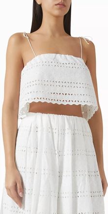 Faithfull The Brand Abajo Cropped Eyelet Top In Rosa Broderie White