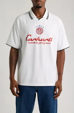 Carhartt Work in Progress Terrace Football Embroidered Graphic Polo in Heart Wht at Nordstrom, Size Xx-Large
