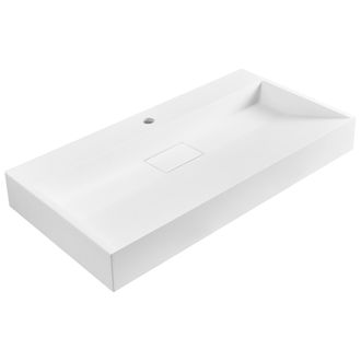 Beliani Lavabo Suspendido De Pared Cl&aacute;sico Rectangular Fundici&oacute;n Mineral Acabado Mate 90 X 46 Cm Blanco Quenko