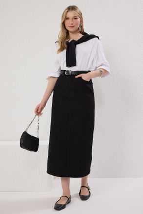 Trendyol Modest Dames Zwart Effen Midi Kokerrok- rok Kokerrok- rok Modest Rokken