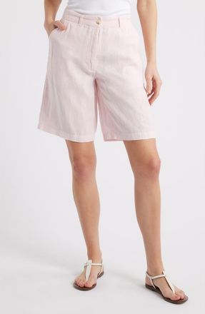 Caslon Easy Waist Linen Bermuda Shorts in Pink Balm at Nordstrom Rack, Size X-Small