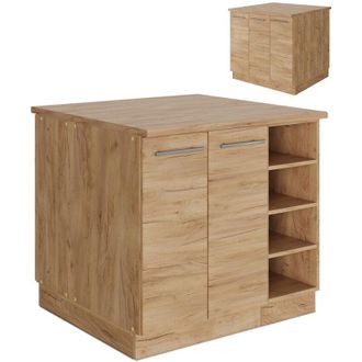 Vicco Isla De Cocina Fame-line, Roble Dorado, 90 Cm Con Caj&oacute;n, Sin Encimera, Vicco