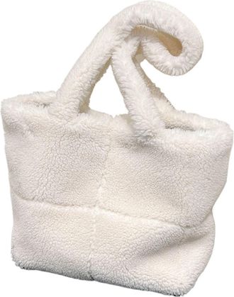 Generic CGUOHU Tote Bag Faux Fur Women Shoulder BagCasual Plush Handbag Fuzzy Furry Armpit Shopper Satchel for Shopping Travel Work(White)