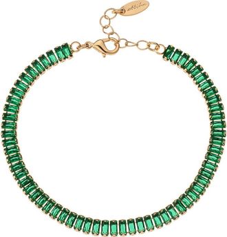 Ettika Crystal Baguette Chain Anklet in Green at Nordstrom
